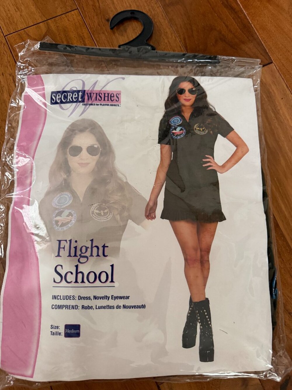 Secret Wishes Flight School Aviator Costume Dress Women's Medium NIP Top Gun